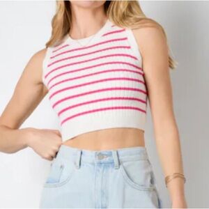Pink and White Stripped Vestique Tank